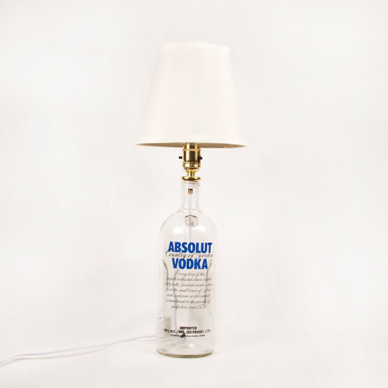 Recycled Absolut Vodka Bottle Lamp, Unusual Home Decor, Ready to Ship