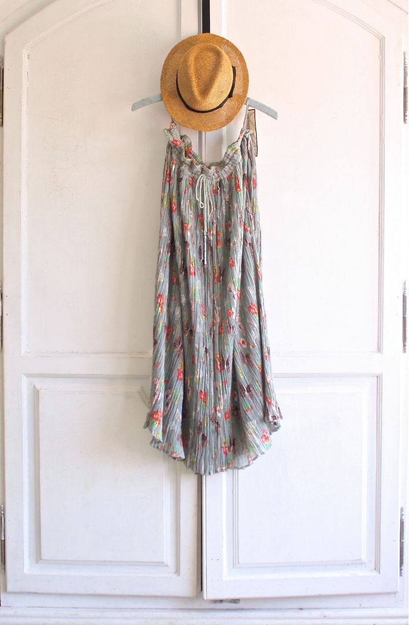 vintage cotton gauze floral maxi skirt 80s India deadstock