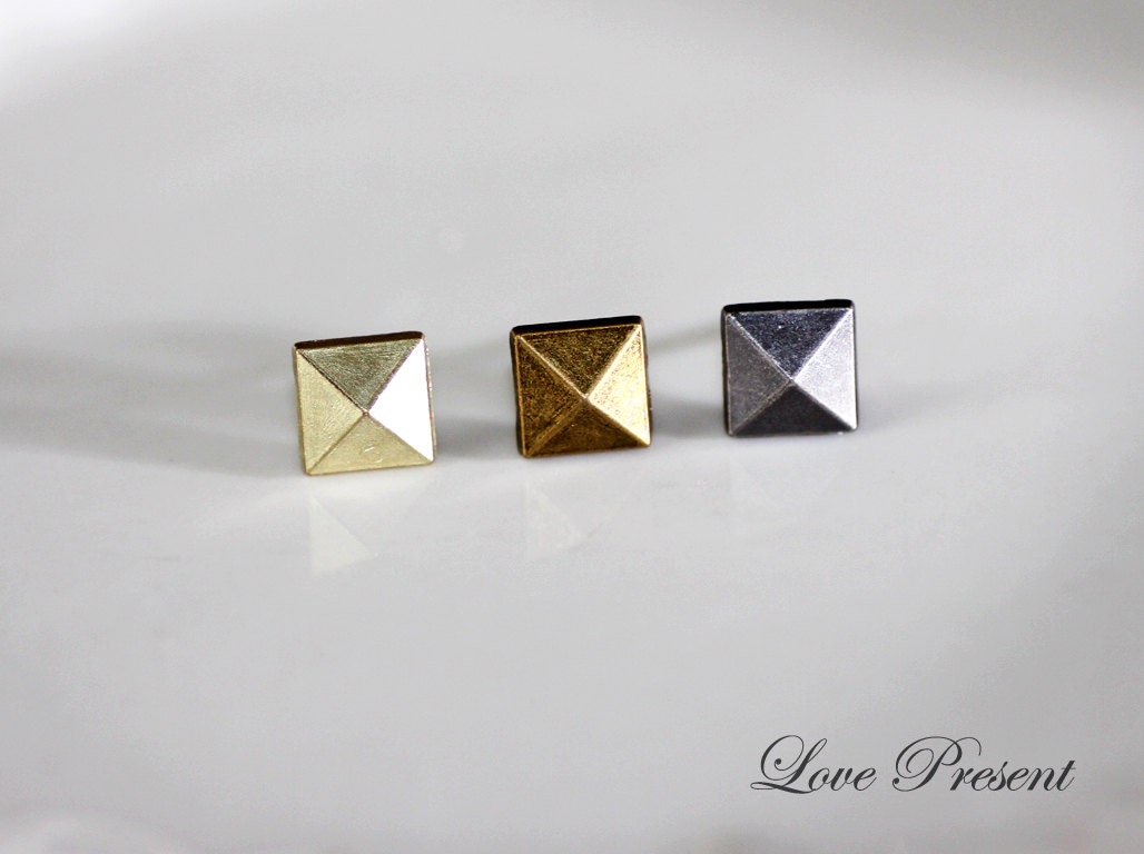 Rock N Roll and Punk Pyramid Stud earrings Unisex Chic Geometric Post - Choose your color