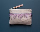 PASTEL Beaded Clutch. Small Linen Clutch. Aztec Beaded Clutch.