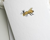 5 Bee Cards and Envelopes, Eco-friendly, Blank Thank you cards, Bridal or Baby Shower, Birthday Party