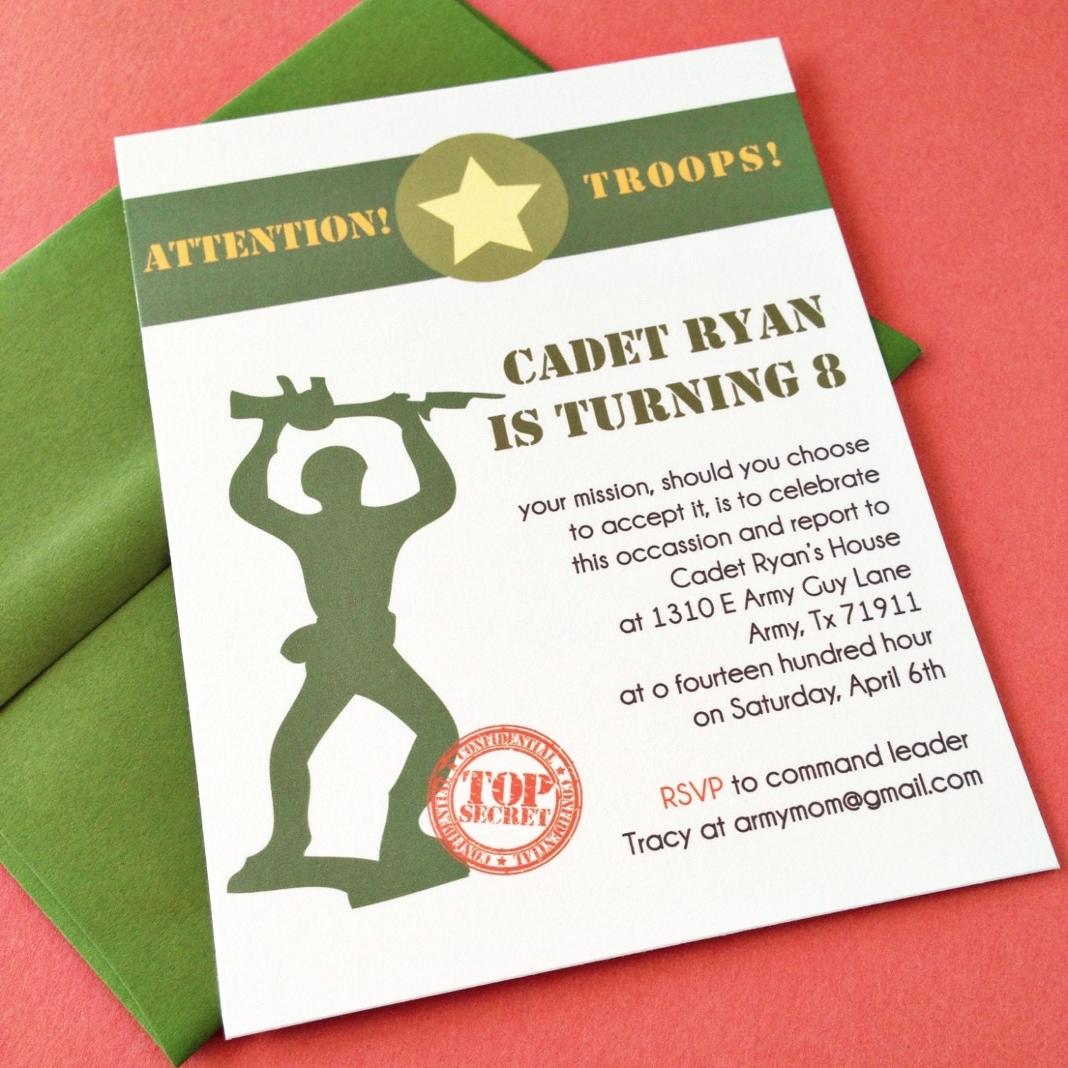 army guy party collection. soldier birthday invitation. printed and handmade Il_170x135
