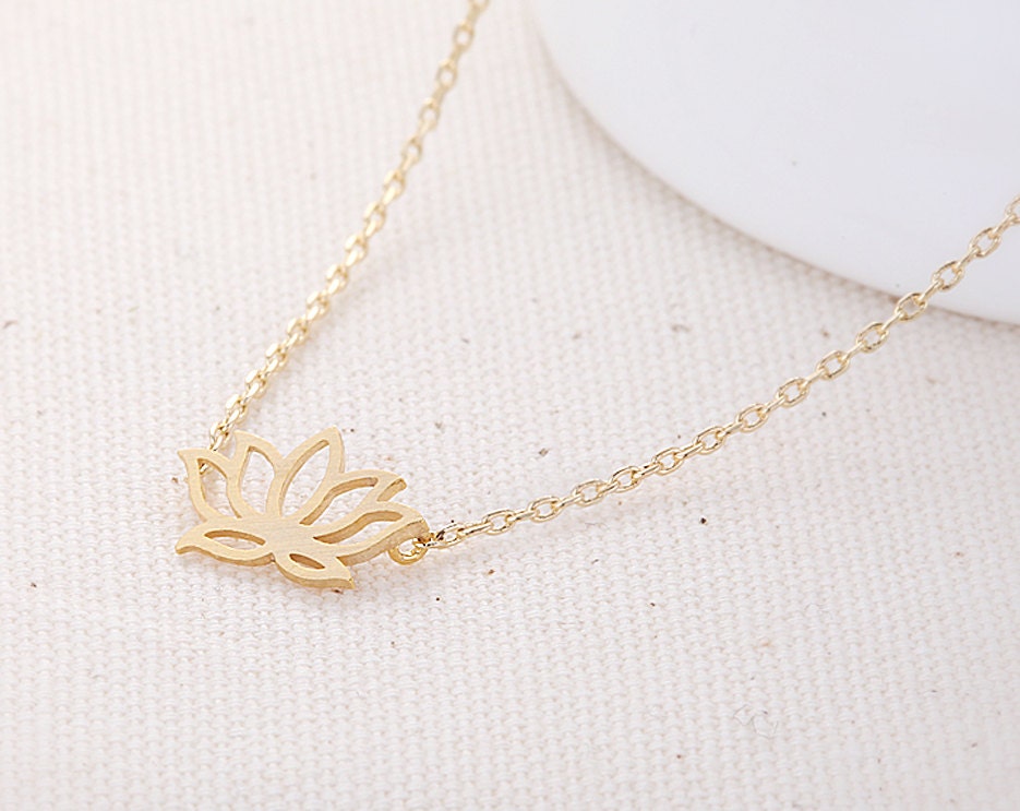 Lotus Flower Necklace - Gold // N062-GD // flower necklace,lotus pendant necklace,cute necklace,unique necklace,women necklace