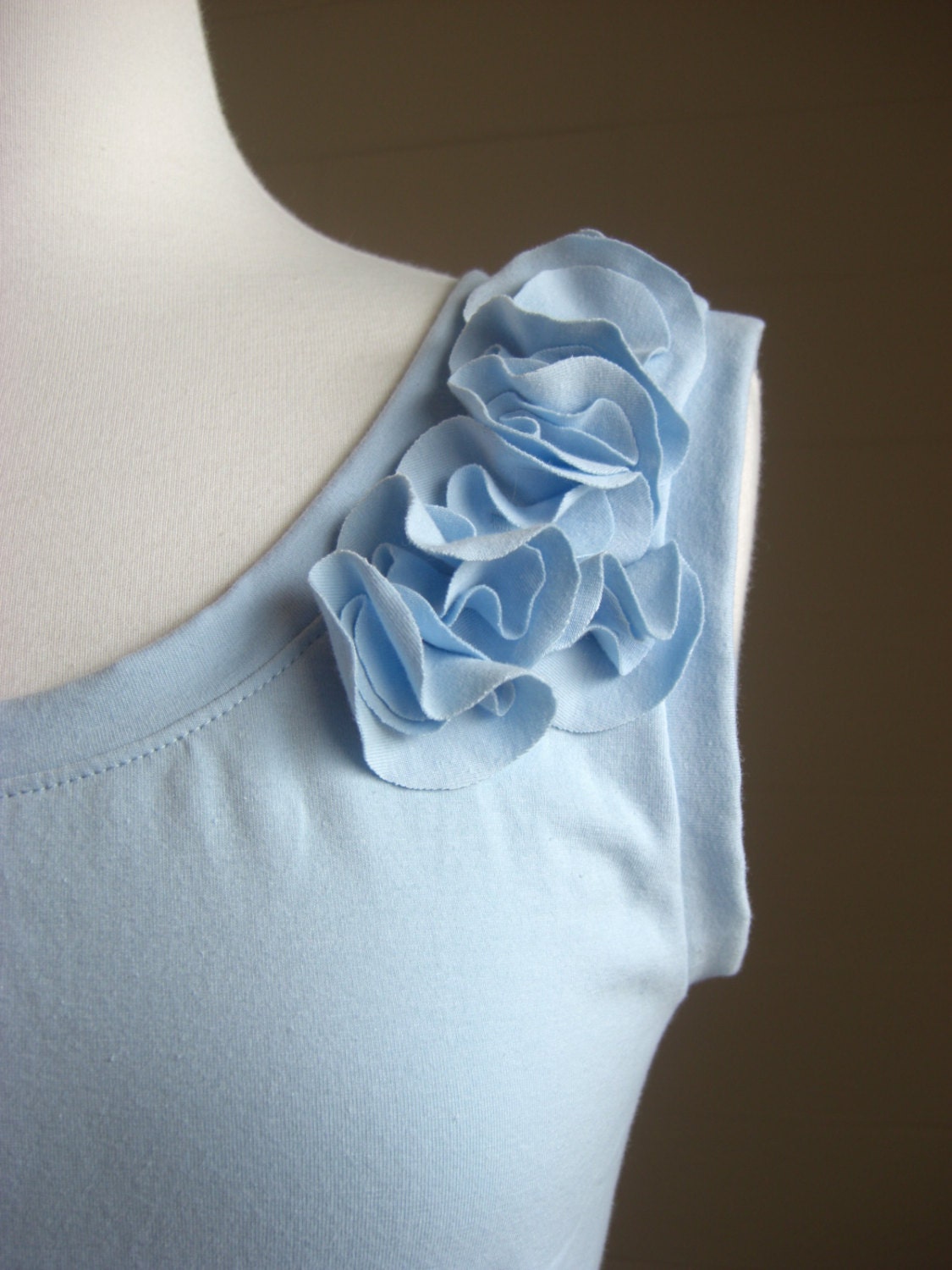 Womens sleeveless empire waist tank dress with Cascading Petals - Made to Order