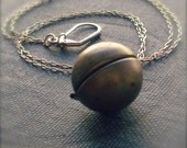 Vintage Ball Locket Necklace Brass
