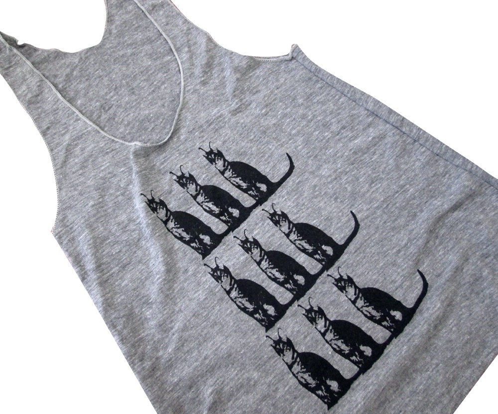Womens CAT Tank Top - Nine Lives American Apparel Tri-Blend Tank - Available in sizes S, M, L