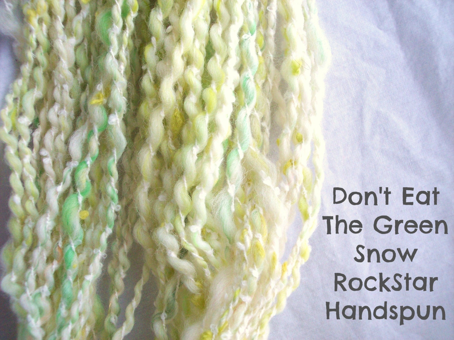 Don't Eat The Green Snow RockStar Handspun Yarn - 56 yards -plied, thick and thin with texture