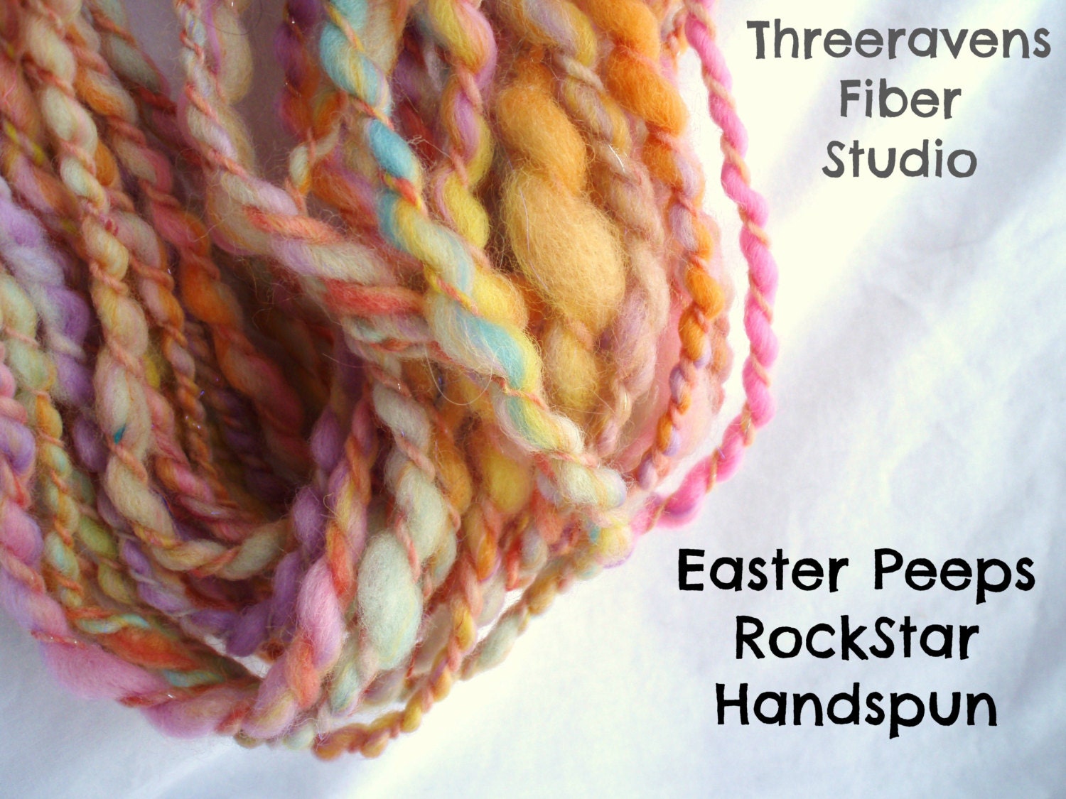 Easter Peeps RockStar Handspun Yarn - 55 yards - bulky two-ply, bright springlike festive colors