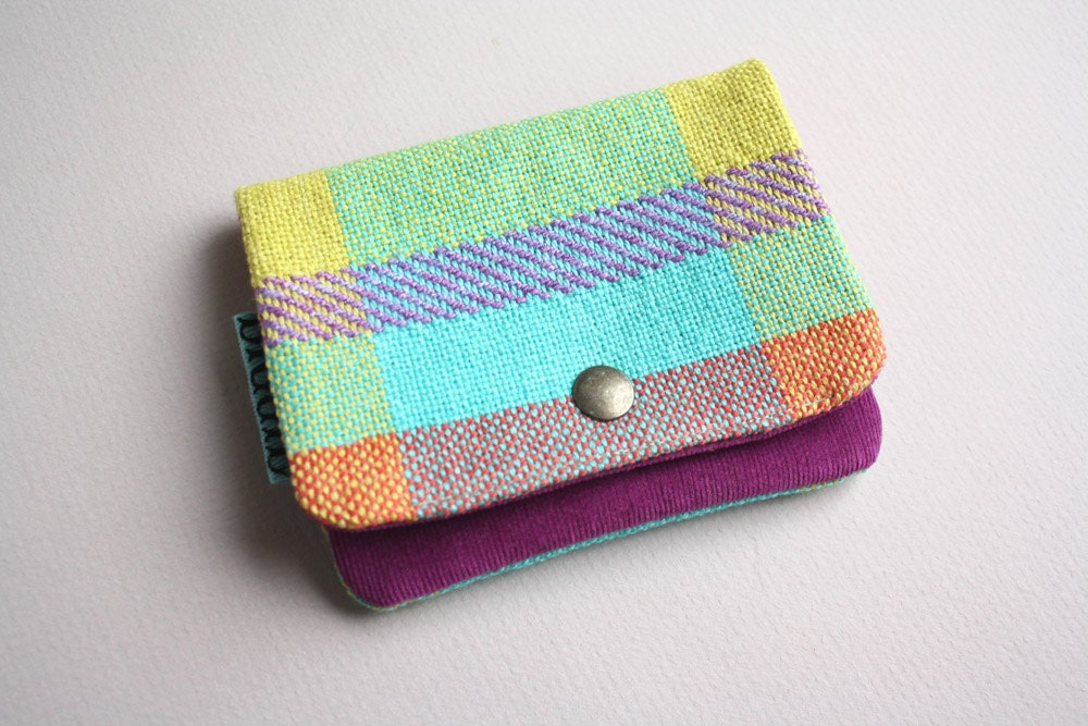 Lil' Pouch - Handwoven Purple/Aqua/Red