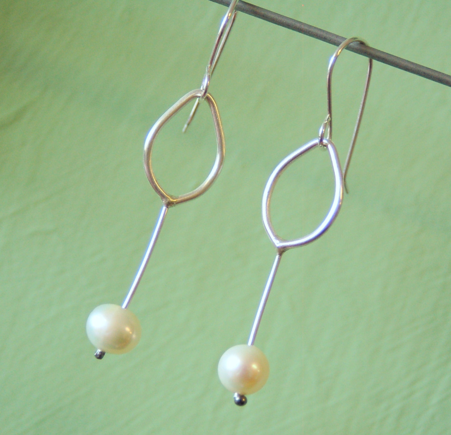 Leaf with Pearl Earrings