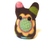 Weird Plush -- Retro Something -- Stuffed Monster -- Brown with Flowers