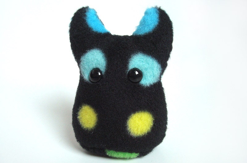 Small Plush Monster -- Black Spotted Something -- Weird Stuffed Animal