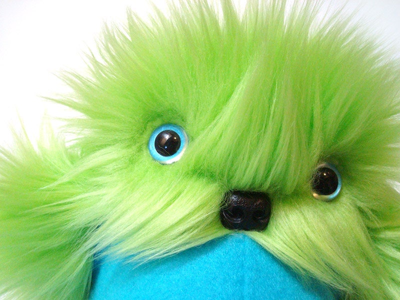Weird Plush -- Barney, Whose Belly is Quite Round -- Green Stuffed Monster