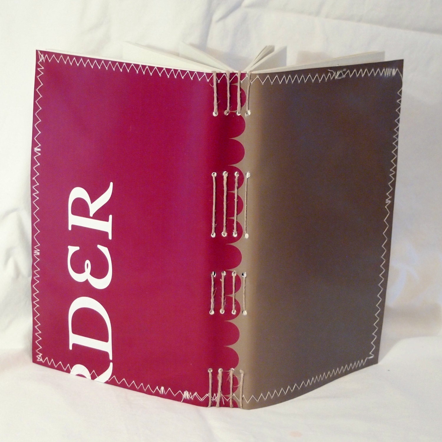 Hand Made Soft Cover Journal 240 pages Olive and Red Recycled