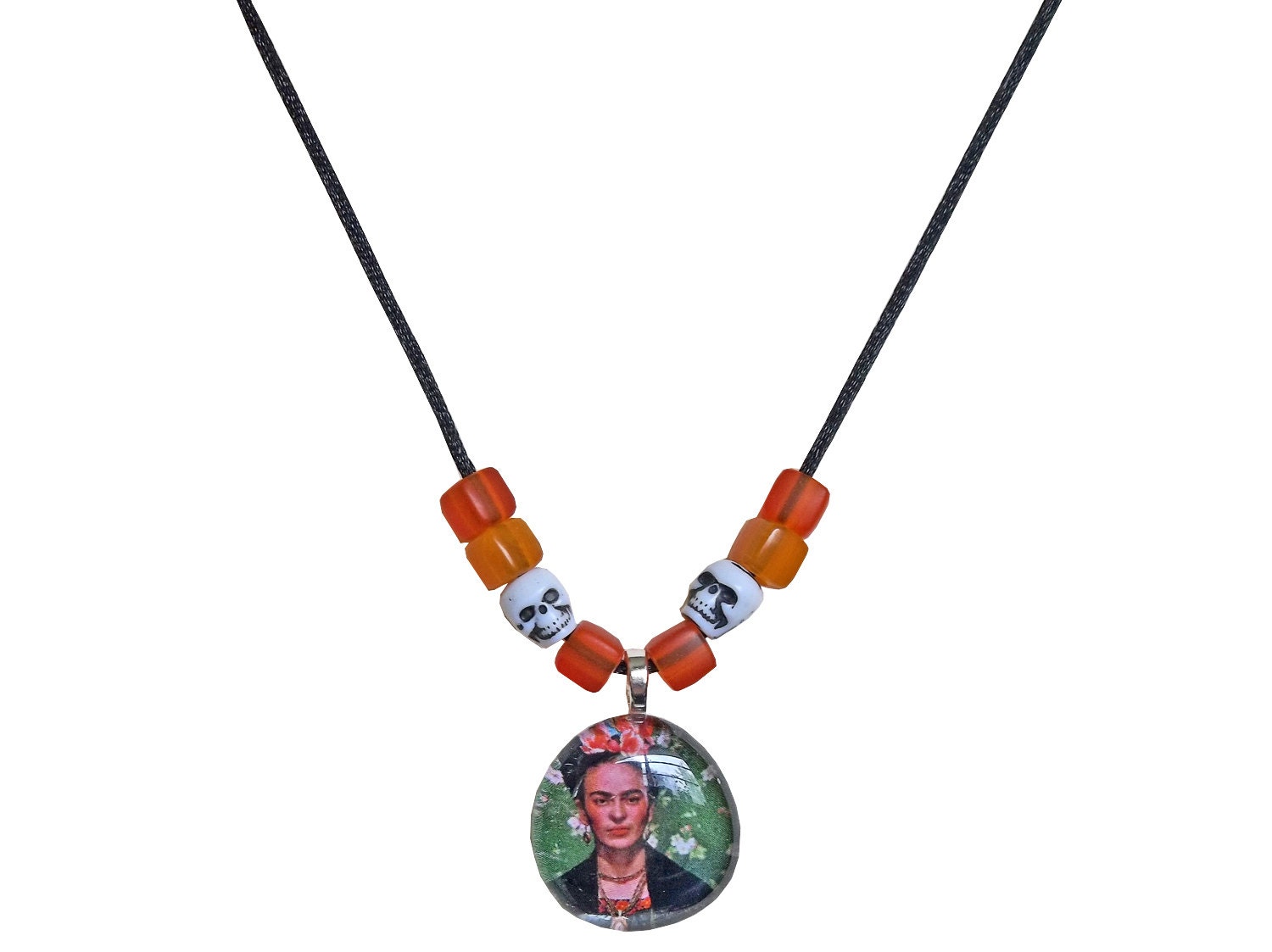Green/Orange FRIDA Glass Pendant