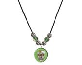 Green SKULL Glass Pendant