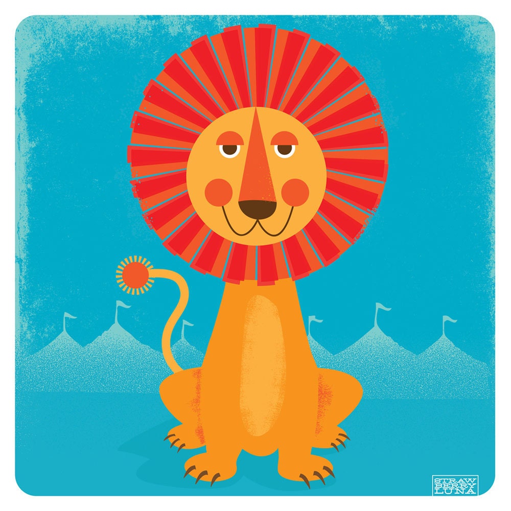 Sun Lion Art Print Modern Nursery & Kids Room Friendly 12x12 Record Frame Sized Print