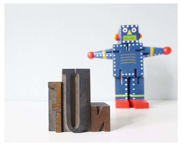 FUN vintage letterpress type letters - happy inspirational message