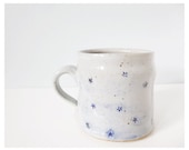 Handmade modern cup stars grey blue Love word - beautiful gray ceramic cup stoneware clay pottery
