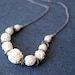 Bone Rose Necklace - vintage carved ivory colored flower beads, vintage silver plated chain, industrial flora, eco fashion, for the gardener