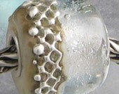 Silver Frost Cove Lampwork Bead Fits Trollbeads Chains -sra