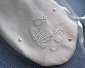 White Silk and Swarovski Crystals and Pearl Wedding Paradise Bird Hand Embroidered Peter Pan Collar