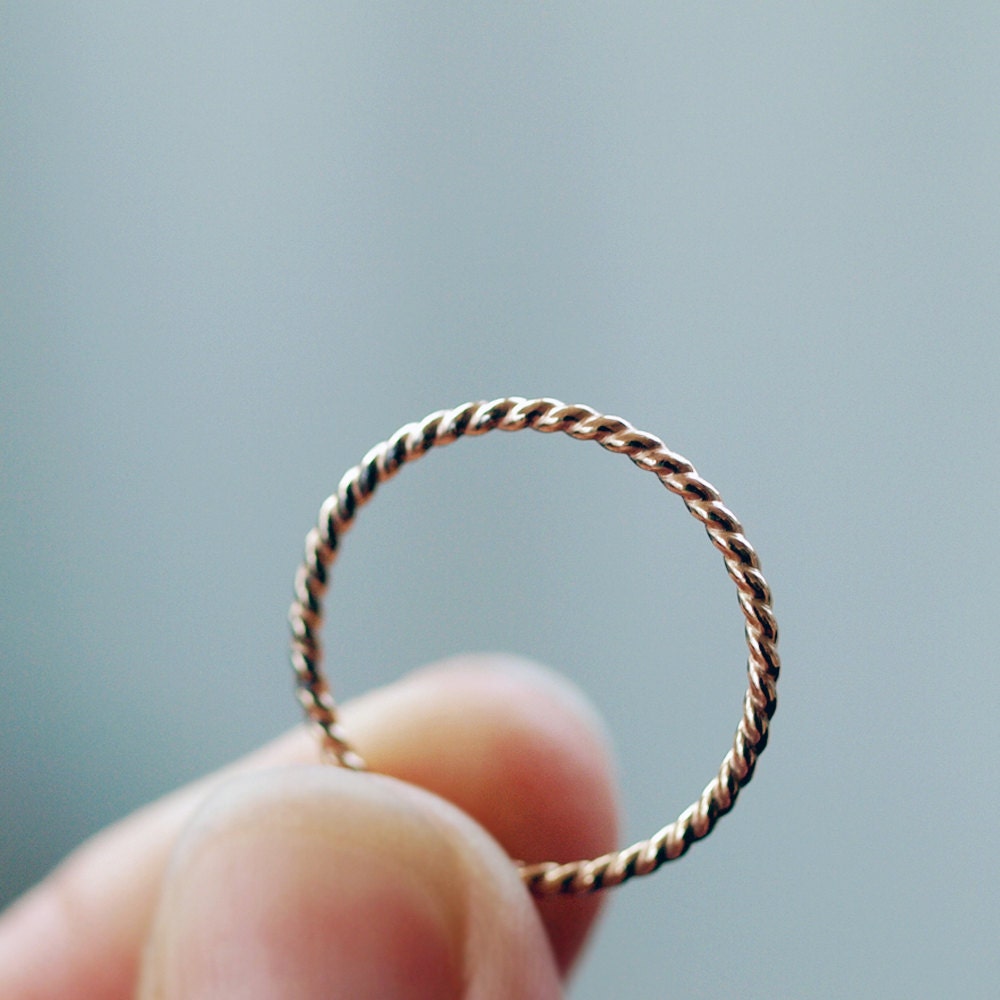 14k Gold Fill Twist Ring Stacking Jewelry Goldfilled Twisted Band Handmade