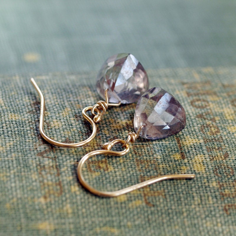 Pyramid Crystal Quartz Earrings Gold Dangle Mystic Sparkle Handmade Bridal Wedding Jewelry