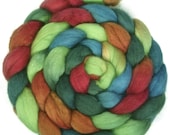 Handpainted Merino Silk 50/50 Wool Roving - 4 oz. HARLEQUIN - Spinning Fiber