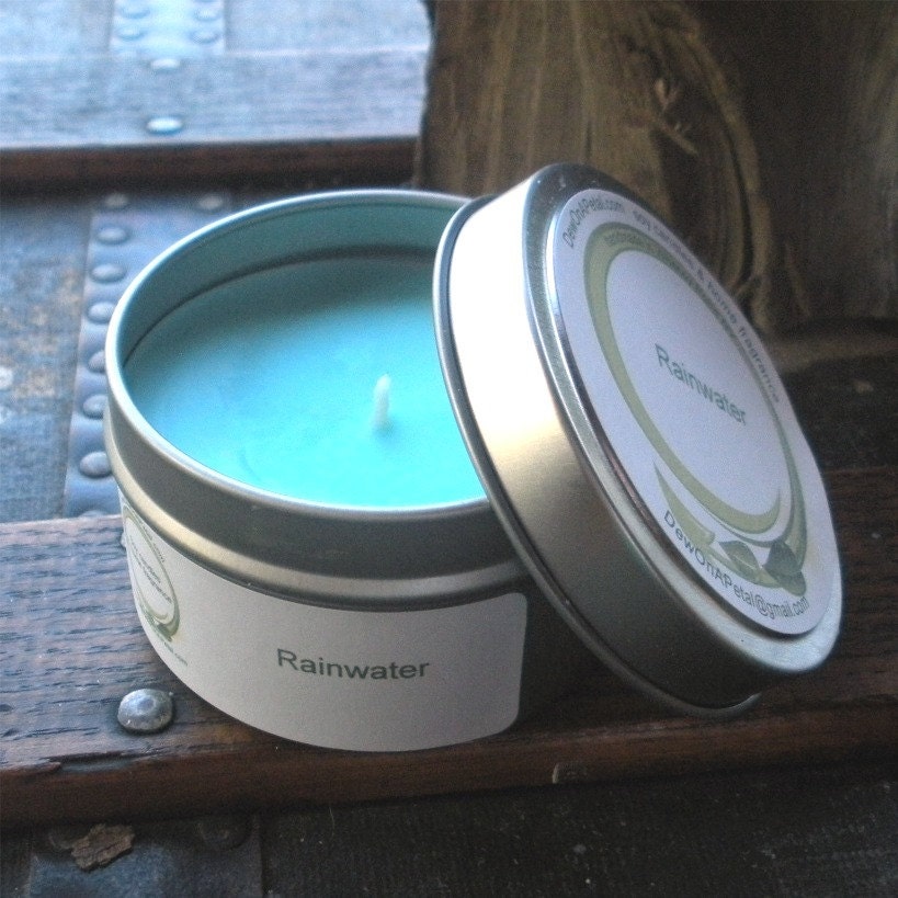 China Rain, Rainwater Soy Travel Tin Candle 6 oz