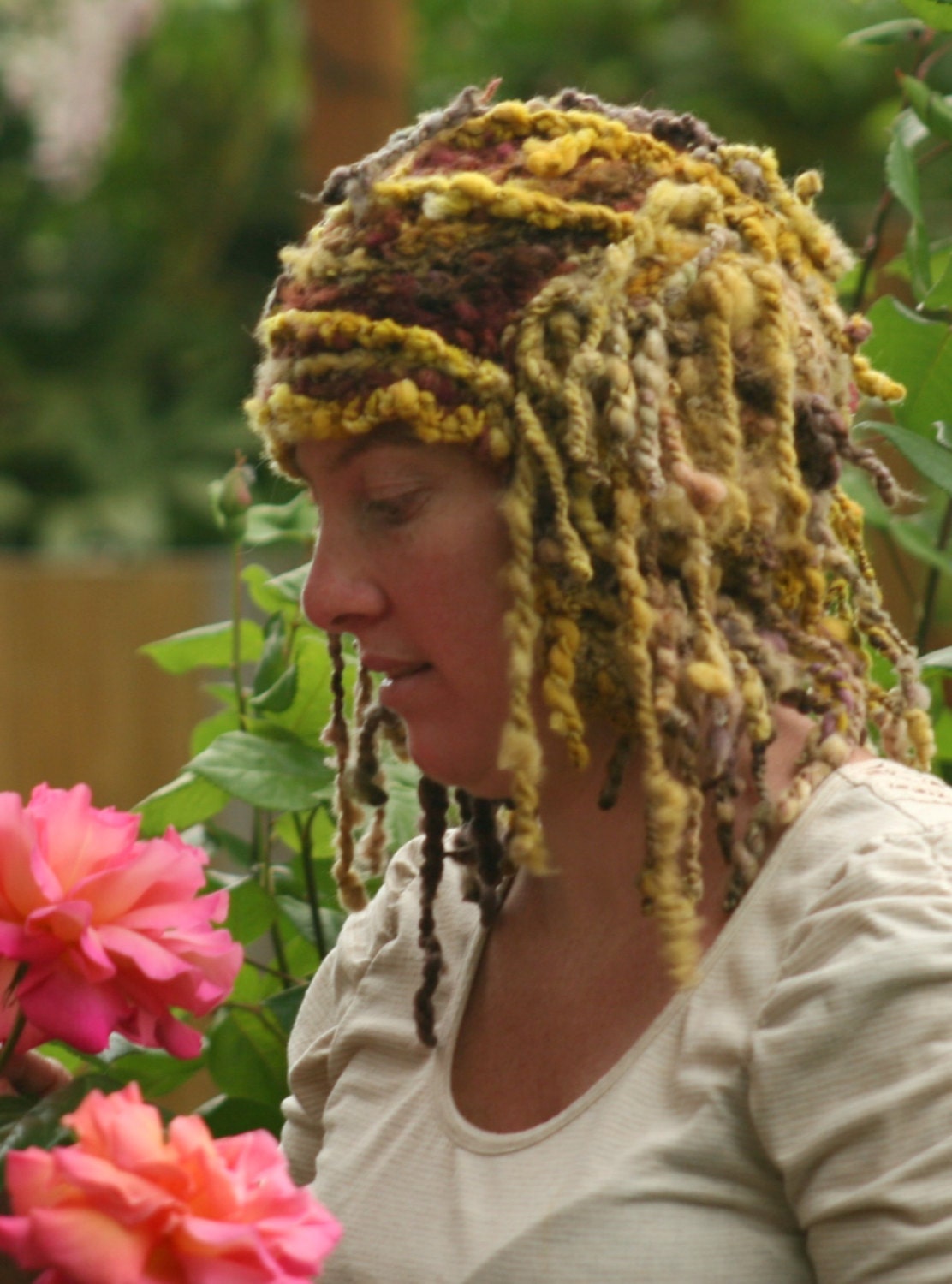 Maple Licorice-freeform crochet hat OOAK