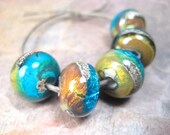 river rock jewels uno (5) petite lampwork glass beads