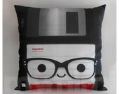Decorative Pillow, Kawaii Print, Toy Pillow - Nerdy Floppy Disk - Ships June 1st, 2013