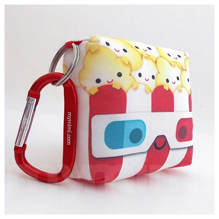 Toy Keychain, Stuffed Toy, Kawaii Print, Carabiner - Yummy 3D Popcorn