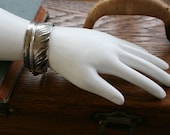 huge feather cuff - adjustable silver plated bracelet