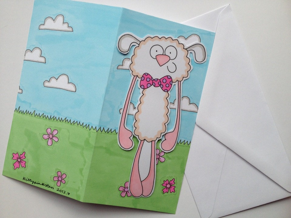 Spring friends bookmark card lamb