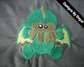 Cthulhu Lovecraft Cute Horror Monster Kids Embroidered Tshirt