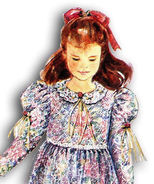 McCALL'S 7457 Fancy Lace Flower Girl Dress - Girls 7-8-10