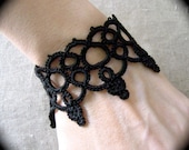 Tatted Lace Cuff Bracelet - Art Nouveau Mucha