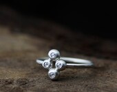 rose cut white diamonds set in recycled sterling silver, eco friendly, engagement ring