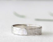 rustic hand carved wedding band, recycled palladium sterling silver, eco friendly, mens band or womens