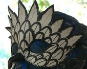 Barn OWL, black and white leather mask for Mardigras