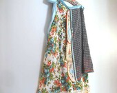 Painterly Day Tripper Skirt, Long, Wrap, 50's Fabric, Floral, Orange, Blue, Brown, Rustic, Boho, Vintage Lace