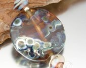 KILLERBEEDZ1 - Strange Currencies  - Large Lentil Focal Lampwork Bead