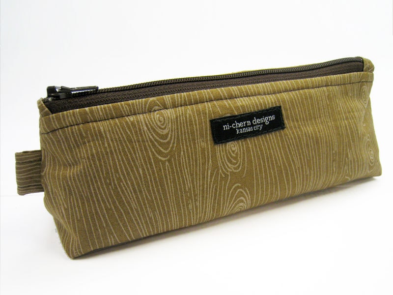 Small Pouch - Brown Tan Wood grain