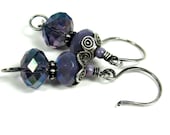 Czech Glass, Crystal, Hill Tribe,  Sterling Silver Earrings