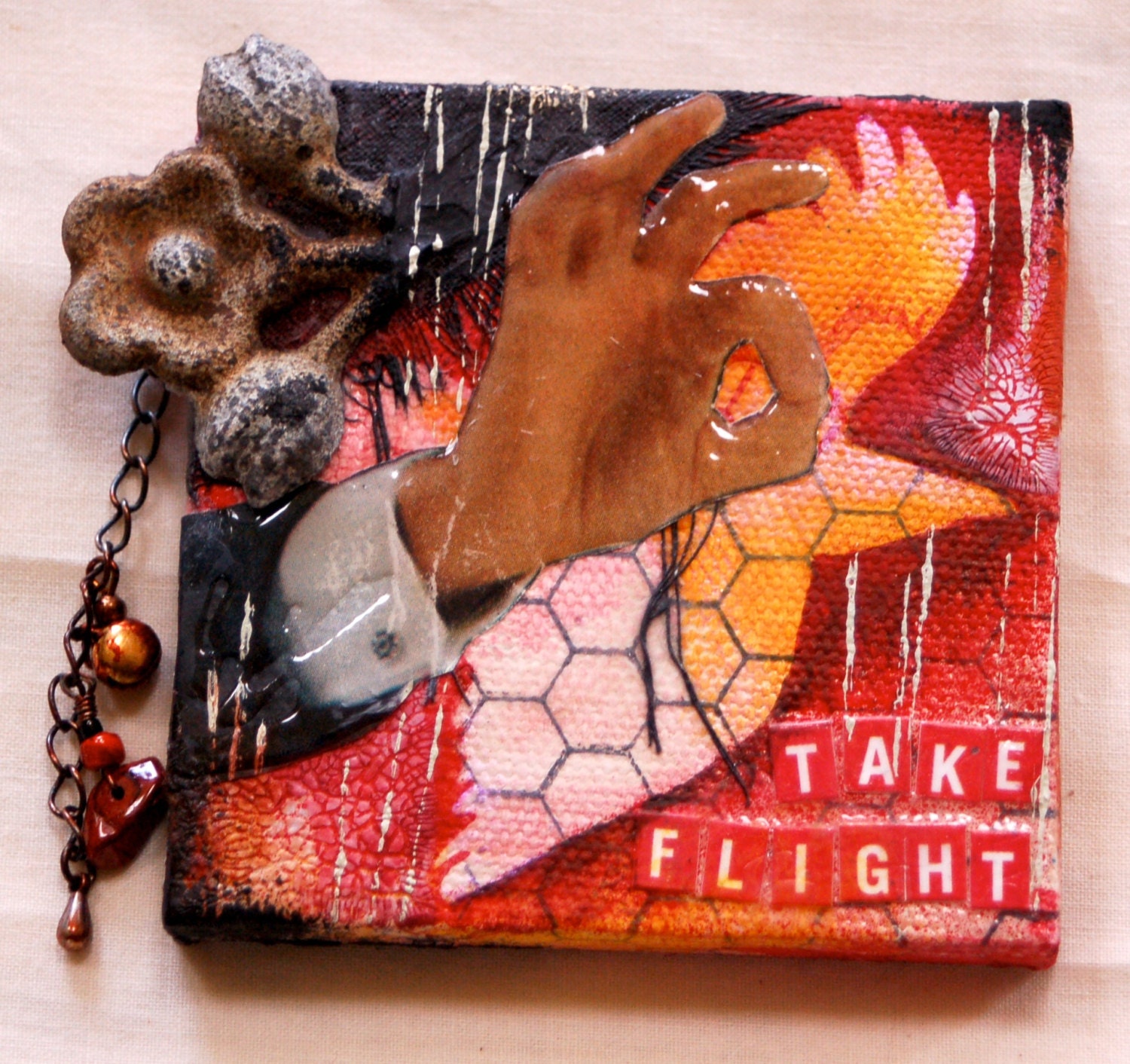 Ok to Take Flight mixed media painting