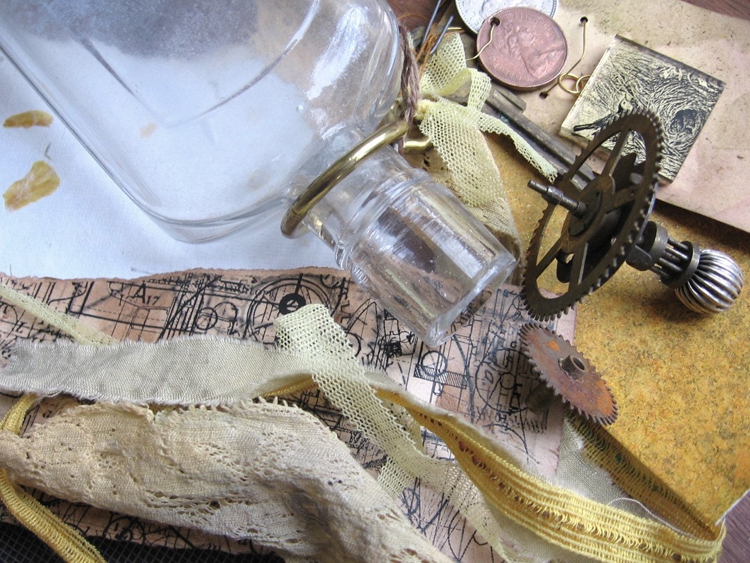 Steampunk bottle supplies ARTfully packaged vintage bottle assemblage