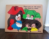 REDUCED Vintage Sifo Old Woman In A Shoe Wooden Puzzle