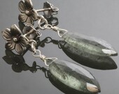 Moss Aquamarine Earrings with Sterling Silver Flower Posts s13e087